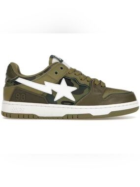 Bape Olive Drab Camo Sk8 Sta Sneakers with White Star